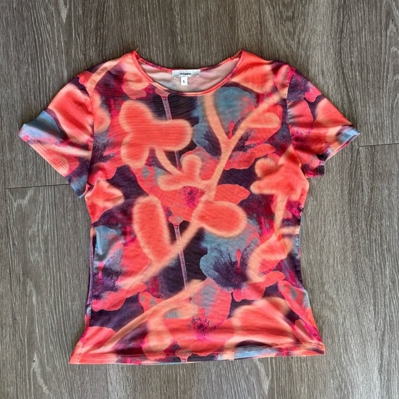 Miaou Mini Tee Neon Peach Floral - Picture 2 of 3